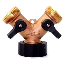 Load image into Gallery viewer, 2wayz Brass 2 Way Hose Splitter. Super Heavy Duty Connector Will Keep You Dry as a Bone & Get The Job Done! Rubber Shut Off Valves Included, Fits ¾” Hoses. A Metal Tap Diverter That Will Never Leak!