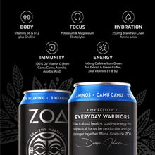 Load image into Gallery viewer, ZOA Zero Sugar Energy Drinks 16 Fl Oz, Super Berry (Pack of 12) - 160mg Natural Caffeine, Supports Healthy Immunity, Boosts Focus & Hydration