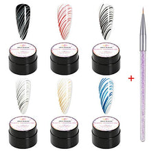 Load image into Gallery viewer, Painting Elastic Drawing Spider Gel 6 Colors Soak off UV LED Gel Polish, Drawing Nail Gel for Line, DIY Nail Art Manicure with Brushes