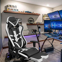 Load image into Gallery viewer, Homall Executive Desk Footrest Computer Swivel Office Headrest and Lumbar Support Ergonomic High-Back Racing Chair, Black/White