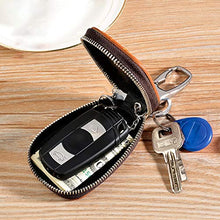 Load image into Gallery viewer, WU Men Women Genuine Leather Car Key Holders Housekeeper for Men Retro Multifunctional Home Keychain Case Female Key Wallet