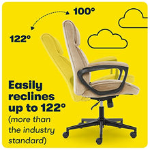 Load image into Gallery viewer, Serta Hannah Executive Microfiber Office Chair with Headrest Pillow, Adjustable Ergonomic with Lumbar Support, Soft Fabric, Beige