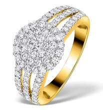 Load image into Gallery viewer, JewelsForum Natural Diamond 3 Row 1.30CT Engagement Anniversary Ring 14K Yellow Gold Wedding Cluster