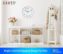 Load image into Gallery viewer, WISE HEDGEHOG Telling Time Teaching Clock, Silent Non Ticking Analog Battery Operated Learning Clock for Kids, Perfect Room & Wall Decor for School Classrooms, Playrooms and Kids Bedrooms