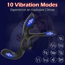 Load image into Gallery viewer, Vibrator for Couple, 3 in 1 Vibrating Cock Ring with 10 Modes, Men's Penis Rings Vibrators, Perineum Mens Vibrator, G spot, Clitorals Stimulator for Women, Sex Novelties, Adult Sex Toys & Games