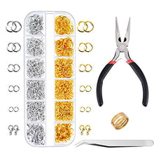 Load image into Gallery viewer, Paxcoo 1200Pcs Open Jump Rings and Lobster Clasps Jewelry Findings Kit with Pliers for Jewelry Making (Silver and Gold)