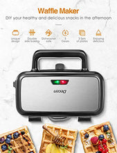Load image into Gallery viewer, Decen Sandwich Maker, Waffle Maker, Sandwich Grill, 1200-Watts, 5-Gears Temperature Control, 3-in-1 Detachable Non-stick Coating, LED Indicator Display, Cool Touch Handle, Anti-Skid Feet, Black