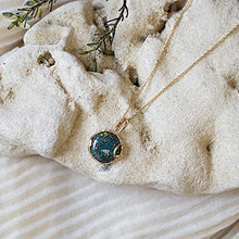Load image into Gallery viewer, 14K Yellow Gold Plated Over 925 Sterling Silver Fire Black Opal Large Pendant; October Libra Birthstone Necklace; Unique Jewelry For Women; Handmade Vintage Style Opal Necklace For Women
