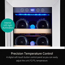 Load image into Gallery viewer, Kalamera Mini Fridge 18 Bottle - 12 inch Wine Cooler Refrigerator, Built-in or Freestanding, with Stainless Steel & Double-Layer Tempered Glass Door, and Temperature Memory Function Wine Fridge