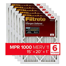 Load image into Gallery viewer, Filtrete 15x20x1, AC Furnace Air Filter, MPR 1000, Micro Allergen Defense, 6-Pack (exact dimensions 14.81 x 19.81 x 0.81)