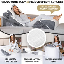 Load image into Gallery viewer, Luxone 5 Pcs Adjustable Relaxing System w/ Leg Elevation Pillow - Perfect Orthopedic Pillow Set for After Surgery - Memory Foam Bed Wedge Pillows for Back Support, Pain Relief & Post Surgery Recovery