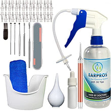 Load image into Gallery viewer, EARPROS Ear Wax Removal Tool Kit Ear Cleaning System Ear Irrigation Kit - Ear Washer for humans with 30 Soft Disposable Tips and LED Light