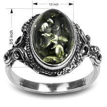 Load image into Gallery viewer, Sterling Silver Green Amber Oval Ring