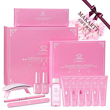 Load image into Gallery viewer, Makartt Poly Nail Gel Kit Pink Gel Nail Kit Nail Extension Kit Hard Gel for Nails with Mini Nail Lamp and Slip Solution Halloween Beauty Gift Sets Gel Nail Builder Christmas Pink Bling Clear White Jelly Pink Poly Extension Gel Nail File All-in-one French