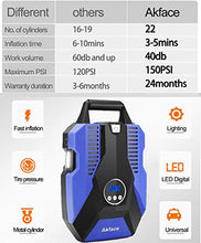 Load image into Gallery viewer, Akface Tire Inflator Portable Air Compressor, DC 12V Digital Air Pump for Car Tires, Bicycles and Other Inflatables, Auto Shut Off Feature
