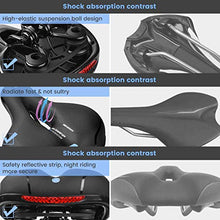 Load image into Gallery viewer, SGODDE Comfortable Bike Seat- Replacement Wide Bicycle Saddle Memory Foam Padded Soft Bike Cushion with Dual Shock Absorbing Rubber Balls Universal Fit for Indoor/Outdoor Bikes with Reflective Strip