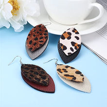 Load image into Gallery viewer, Florideco 16 Pairs Leopard Faux Leather Earrings for Women Layered Leather Petal Leaf Lozenge Teardrop Dangle Earrings Lightweight