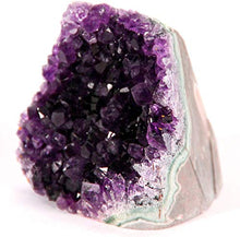 Load image into Gallery viewer, Extreme Amethyst Cluster - .5 to 1 Pound of Powerful, Deep Purple Crystals. Geode from Uruguay. Includes Bonus 3 inch Selenite Wand in Velvet Bag.