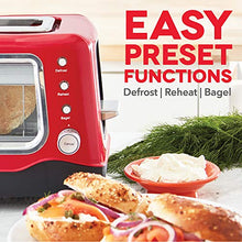 Load image into Gallery viewer, Dash Clear View Toaster: Extra Wide Slot Toaster with See Through Window - Defrost, Reheat + Auto Shut Off Feature for Bagels, Specialty Breads & other Baked Goods - Red