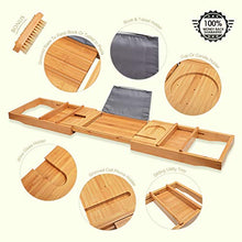 Load image into Gallery viewer, Bath Caddy Tray for Bathtub - Bamboo Adjustable Organizer Tray for Bathroom with Free Soap Dish Suitable for Luxury Spa or Reading