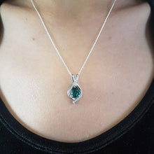 Load image into Gallery viewer, Dazzlingrock Collection Pear 9X6 MM Lab Created Emerald & Round Diamond Ladies Teardrop Pendant, 14K White Gold