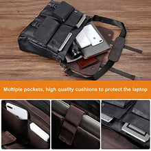 Load image into Gallery viewer, Leather Messenger Bag for Men, 17.3 Inch Vintage Leather Laptop Bag Briefcase Satchel, Large Messenger Bag Water Resistant School Work Bag (Black) …