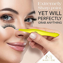 Load image into Gallery viewer, Fine Point Tweezers for Women and Men – Splinter, Ticks, Facial or Chin Hair, Brow and Ingrown Hair Removal – Sharp, Needle Nose, Stainless Steel, Surgical Tweezers Precision Pluckers Majestic Bombay