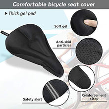 Load image into Gallery viewer, Zacro Gel Bike Seat Cover - Extra Soft Gel Bicycle Seat with Cross Straps and Reflecting Strip of The Bottom, Bike Saddle Cushion with Water&Dust Resistant Cover (Black)