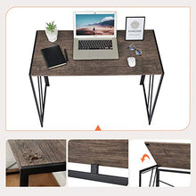 Load image into Gallery viewer, Aingoo No Assembly Folding Computer Writing Desk Industrial Style Home Office Study Laptop Gaming Table for Small Space Brown