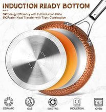 Load image into Gallery viewer, MICHELANGELO Copper Pots and Pans Set, Nonstick Copper Cookware 12 Piece, Hammered Pots and Pans Set, Kitchen Cookware Sets with Fry Pans, Stock Pans, Lids, Cooking Utensils - Induction Compatible