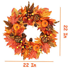 Load image into Gallery viewer, wonuu Fall Wreaths for Front Door 22 Inch Home Wall Decor Handcrafted Boxwood Base for Halloween Thanksgiving Day Autumn