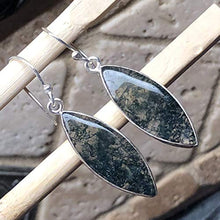 Load image into Gallery viewer, Natural Green Moss Agate 925 Solid Sterling Silver Earrings 40mm