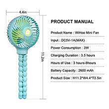 Load image into Gallery viewer, WiHoo Mini Handheld Stroller Fan,2600mAh Personal Portable Car Seat Baby Fan with Flexible Tripod,USB or Battery Powered Desk Fan Adjustable 3 Speeds for Camping/Traveling