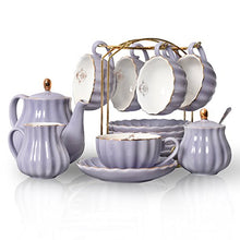 Load image into Gallery viewer, Sweejar hualisi Porcelain Sets British Royal Series, 8 OZ Cups& Saucer Service for 6, with Teapot Sugar Bowl Cream Pitcher Teaspoons Strainer for Tea/Coff, 22 Piece