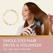 Load image into Gallery viewer, Professional Blowout Hair Dryer Brush, Black Gold Dryer and Volumizer, Hot Air Brush for Women, 75MM Oval Shape