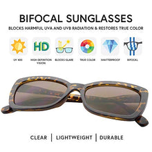 Load image into Gallery viewer, VITENZI Bifocal Sunglasses Square Readers for Reading Under The Carpi Sun in Tortoise 2.00