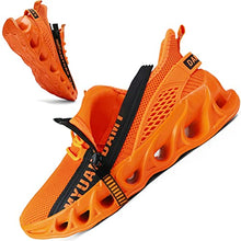 Load image into Gallery viewer, Damyuan Mens Running Tennis Shoes Athletic Gym Walking Workout Sports Fashion Sneakers Blade Shoes Zipper Design Slip-on Comfortable A79 (9.5 Men, Orange)