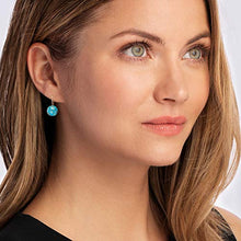 Load image into Gallery viewer, Ross-Simons Button Turquoise Drop Earrings in 14kt Yellow Gold
