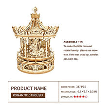Load image into Gallery viewer, ROKR 3D Wooden Puzzles for Adults Mechanical Music Box Romantic Carousel, DIY Music Box Model Building Kits for Teens, DIY Crafts/Hobbies/Gifts Desk Decor for Girls Ages 14+ (Romantic Carousel)