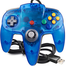 Load image into Gallery viewer, Classic N64 Controller, SAFFUN N64 Wired USB PC Game pad Joystick, N64 Bit USB Wired Game Stick Joy pad Controller for Windows PC MAC Linux Raspberry Pi 3 Sega Genesis (Clear Blue)