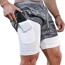 Load image into Gallery viewer, Surenow Mens Running Shorts,Workout Running Shorts for Men,2-in-1 Stealth Shorts, 7-Inch Gym Yoga Outdoor Sports Shorts Camouflage Grey