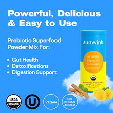 Load image into Gallery viewer, Sunwink Digestion Lemonade - Organic Lemon & Amla Powder for Digestion and Detox - Clean Superfood Powder for Lemon Water, Lemon Juice & Smoothies - No Added Sugar (40 Servings)