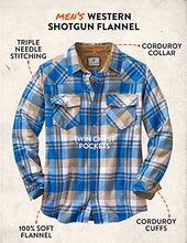Load image into Gallery viewer, Legendary Whitetails Men's Standard Shotgun Western Flannel Shirt, Liberty Range Plaid, XX-Large