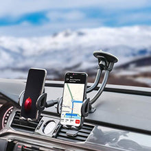 Load image into Gallery viewer, Kolasels Dual Phone Holder for Car , Phone Mount for Truck Windshield/Dashboard Compatible with iPhone 11/Xs/Xr/X/8 Plus/8/7/6, Samsung Note 10+/10/9/8/7, HTC, LG and More 3.5-6.5 inch Cell Phone