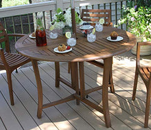 Load image into Gallery viewer, Outdoor Interiors Round Folding Table, 48-Inch, Brown