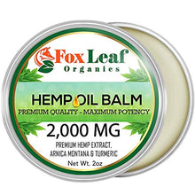 Load image into Gallery viewer, Foxleaf Organics Hemp Oil Balm w/Arnica & Turmeric | 2,000 MG | Unscented | All Natural Formula | Made in USA – 2oz