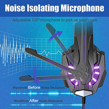Load image into Gallery viewer, BENGOO G9000 Stereo Gaming Headset for PS4, PC, Xbox One Controller, Noise Cancelling Over Ear Headphones with Mic, LED Light, Bass Surround, Soft Memory Earmuffs (Purple)