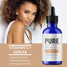 Load image into Gallery viewer, Pure Biology Premium Vitamin C Serum for Face with Hyaluronic Acid & Vitamin E, Brightening Antioxidant Serum for Face, Acne and Dark Spot Corrector, Skin Care for Men & Women (1 oz)