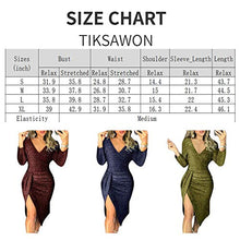 Load image into Gallery viewer, Tiksawon Sexy Cocktail Dresses for Women Evening Party Wedding Sequin Long Sleeve Off The Shoulder V Neck Formal Dress Red XL