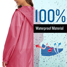 Load image into Gallery viewer, Womens Long Hooded Rain Jacket Waterproof Lightweight Raincoat Windbreaker Pink X-Large